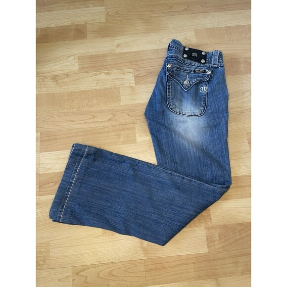 Miss Me Women’s Wide Leg Jean Rhinestone Flare Size 28 Y2K - Picture 7 of 10